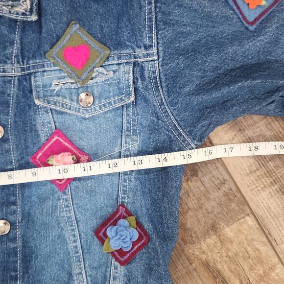 Girls 3T Denim Jacket patches with floral applique oversized look JM Originals - Picture 9 of 10